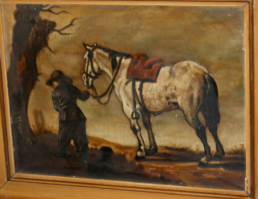 Oude schilderij - Olie op doek - Ongesigneerd, Enlèvement ou Envoi, Signé, Peinture à l'huile, Toile