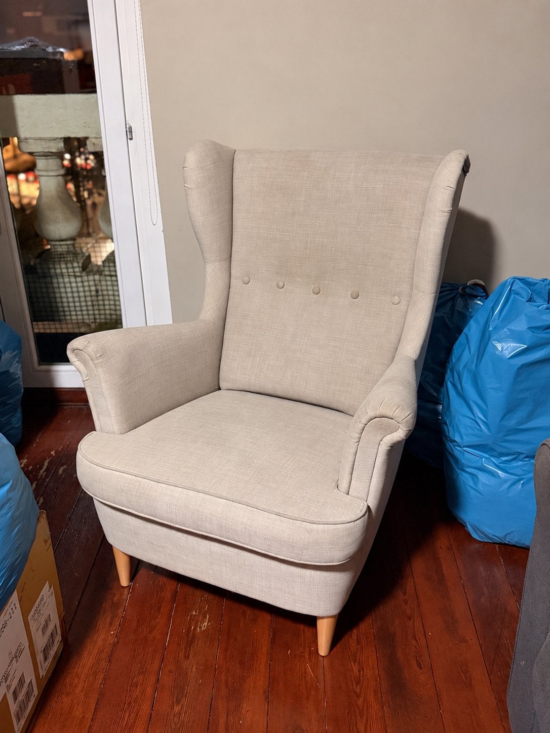 IKEA STRANDMON Oorfauteuil – Beige, Enlèvement, Comme neuf
