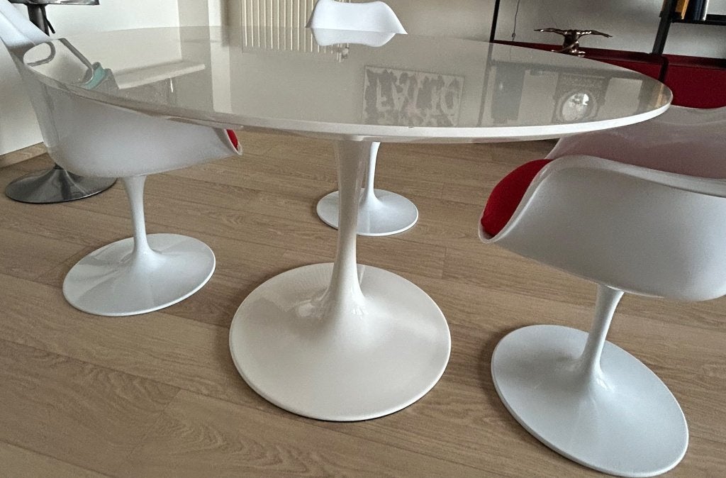 Table à manger ronde blanche de style Tulip – Pied central, Maison & Meubles, 100 à 150 cm, Cinq personnes ou plus, Tulip, Rond