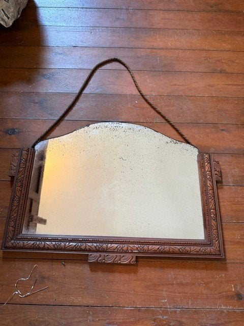 Prachtige Antieke Art Deco Wandspiegel, Antiek en Kunst, Ophalen, Overige vormen, 50 tot 100 cm, Minder dan 100 cm
