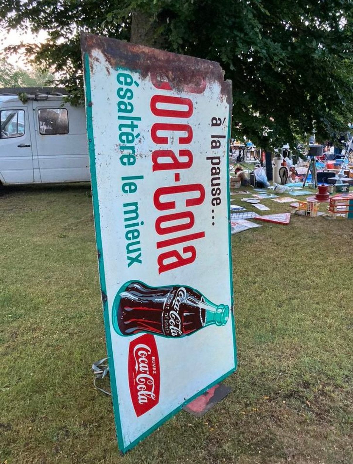 Coca-Cola geverfde plaat van 2 meter lang, Verzamelen, Ophalen, Gebruikt