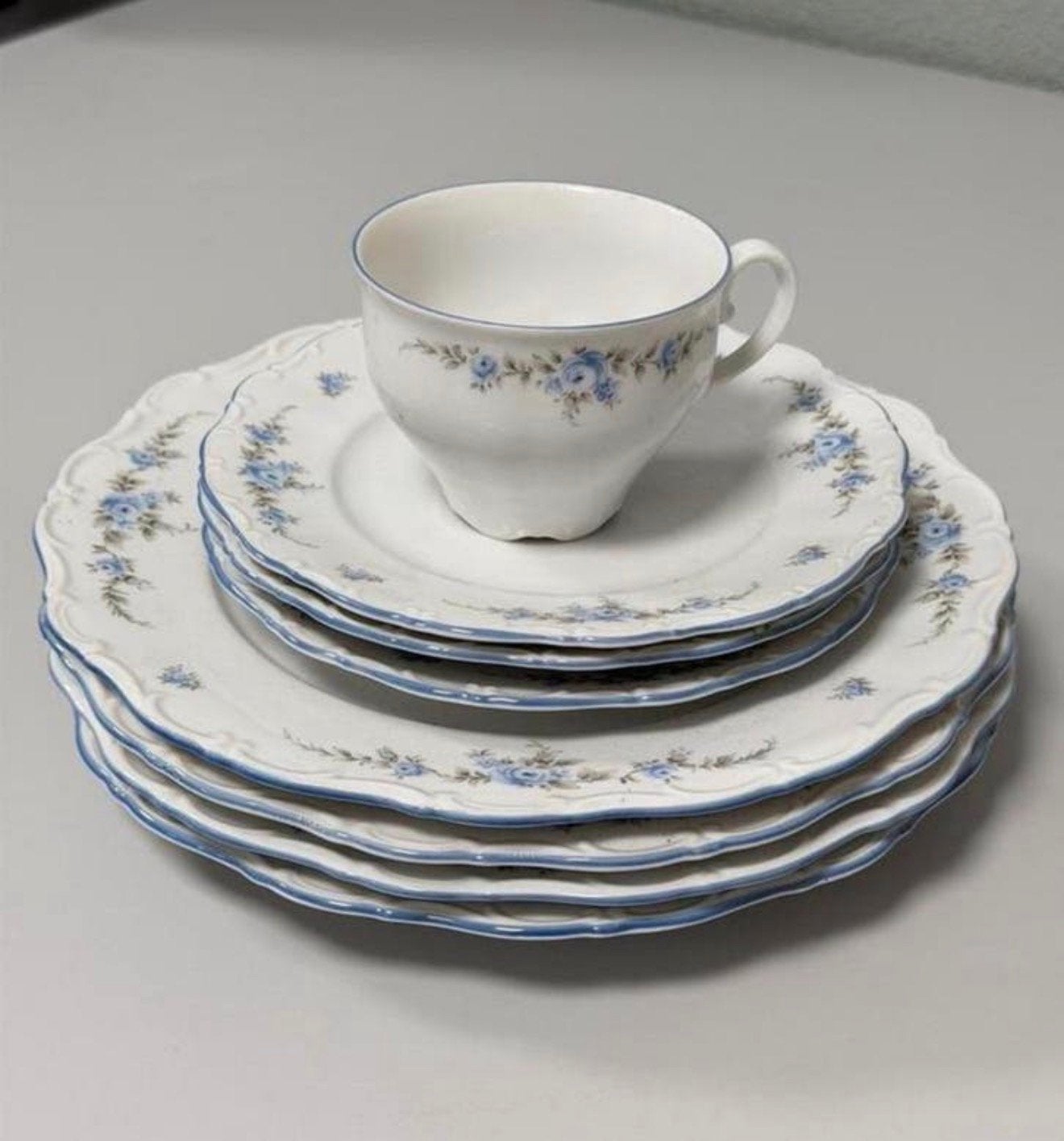 Rose Bavaria Porselein Servies Blauw Rozenmotief W. Germany, Antiek en Kunst, Ophalen of Verzenden