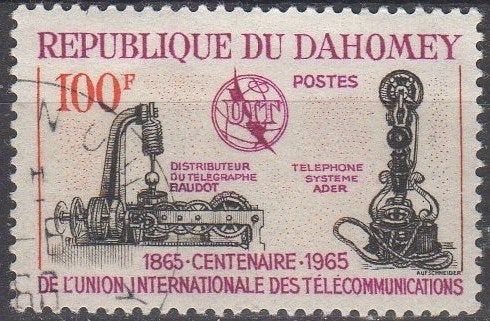 Dahomey - 100 jaar telecommunicatie-unie - 1965, Ophalen of Verzenden, Gestempeld