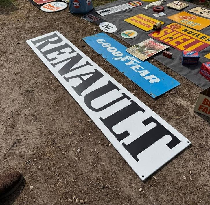 Vintage Renault Emaille Reclamebord - Groot Formaat