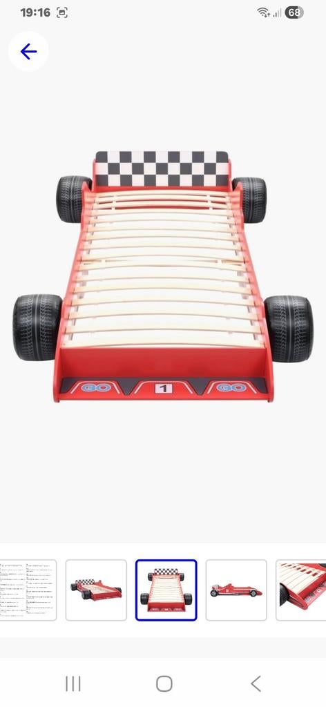 Kinderbed Raceauto Rood 90x200, Ophalen, Rood, 200 cm