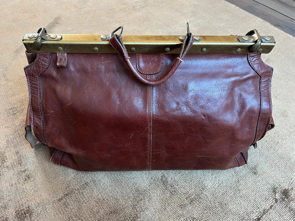 Reistas vintage leder dokterstas model, Ophalen, 40 tot 60 cm, 30 cm of meer, Gebruikt
