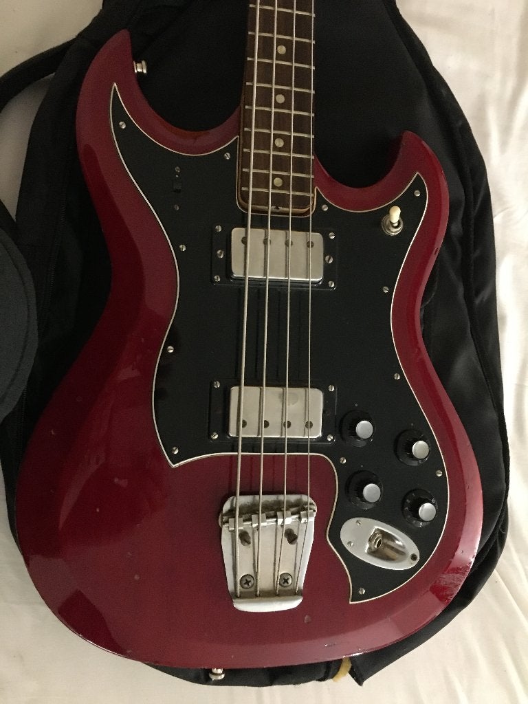 Hagström HIIBN Cherry Shortscale Bass 1976, Ophalen, Gebruikt, Elektrisch