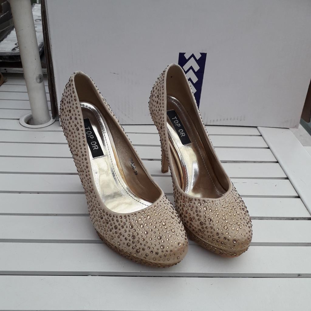 schoenen 39, Schoenen met lage hakken, Verzenden, Beige, Zo goed als nieuw