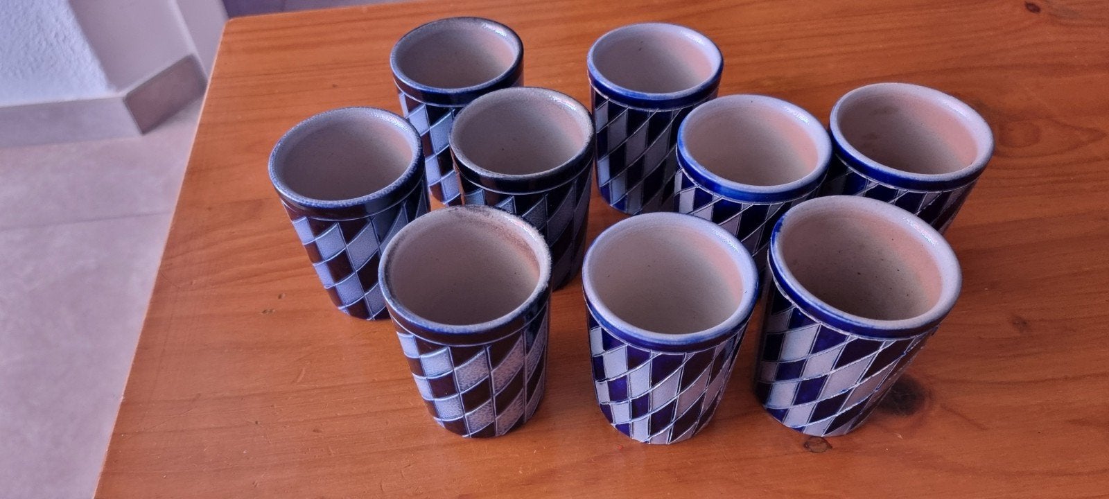 Vintage zoutglazuur bekers uit de jaren 70, Antiek en Kunst, Ophalen