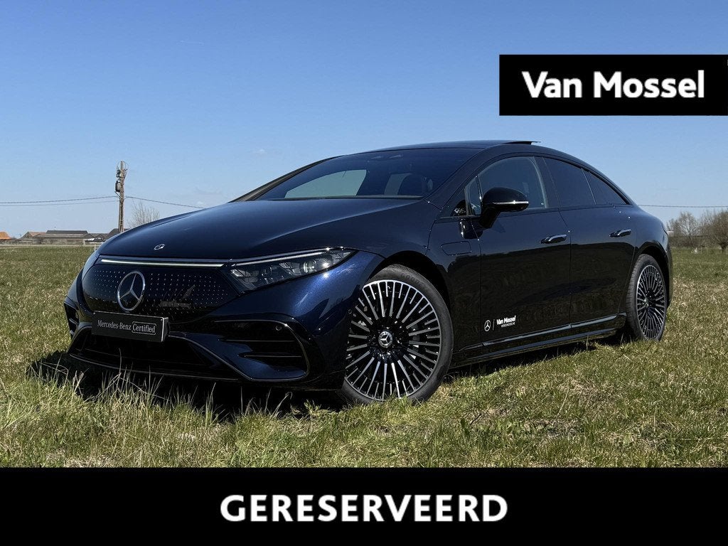 Mercedes-Benz EQS 450+ AMG Line + 4J MB GARANTIE + LEDER + B, Auto's, Mercedes-Benz, Automaat, Gebruikt, 333 pk, Blauw
