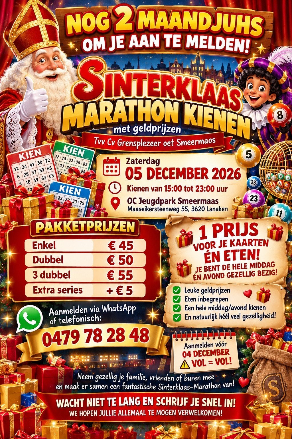 sinterklaasmarathon kienen, Tickets en Kaartjes