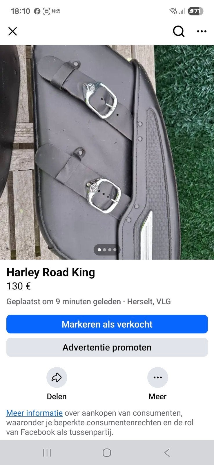 Harley Road King sacoche Fender, plaque de casque, arbre à c, Motos, Enlèvement, Utilisé