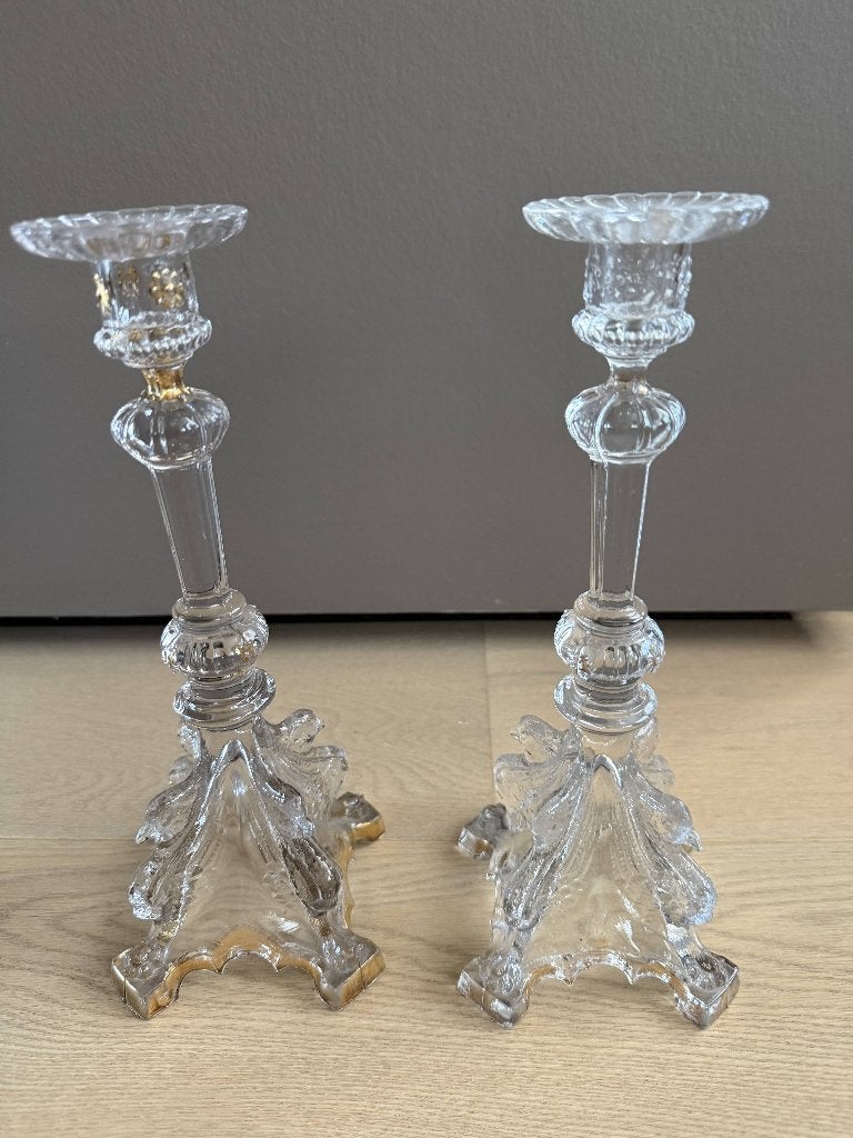 Set van 2 kandelaars Val Saint Lambert, Ophalen of Verzenden, Kristal