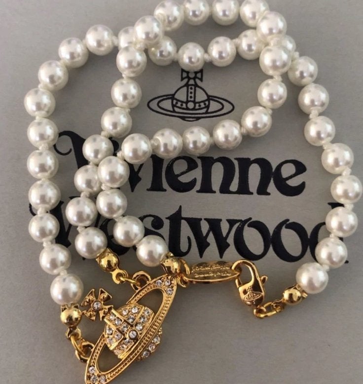 Vivienne Westwood Parel ketting goud kleur, Verzenden, Zo goed als nieuw, Goud