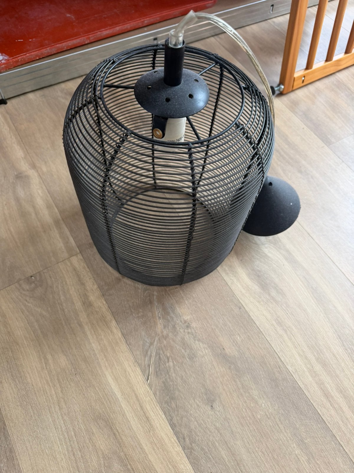 Zwarte metalen hanglamp – industriële draadlamp, Ophalen, Zo goed als nieuw, Hanglamp