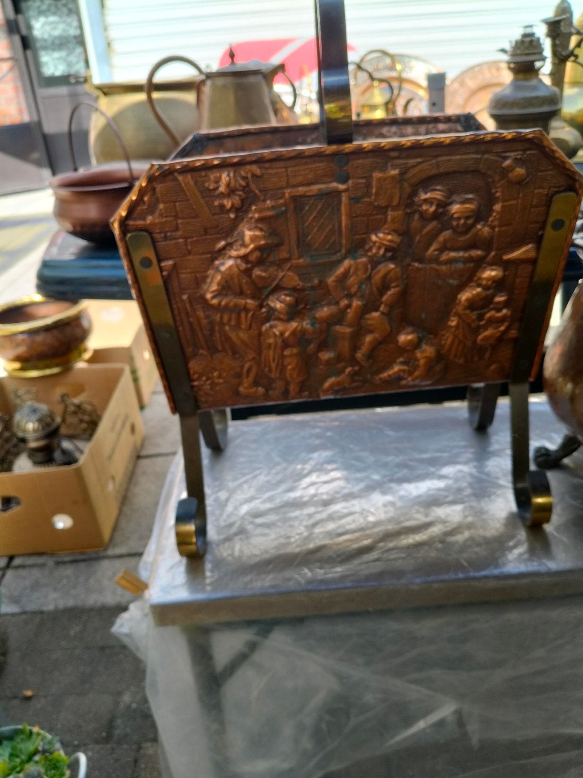 koperen krantenbak, Antiek en Kunst, Ophalen, Koper