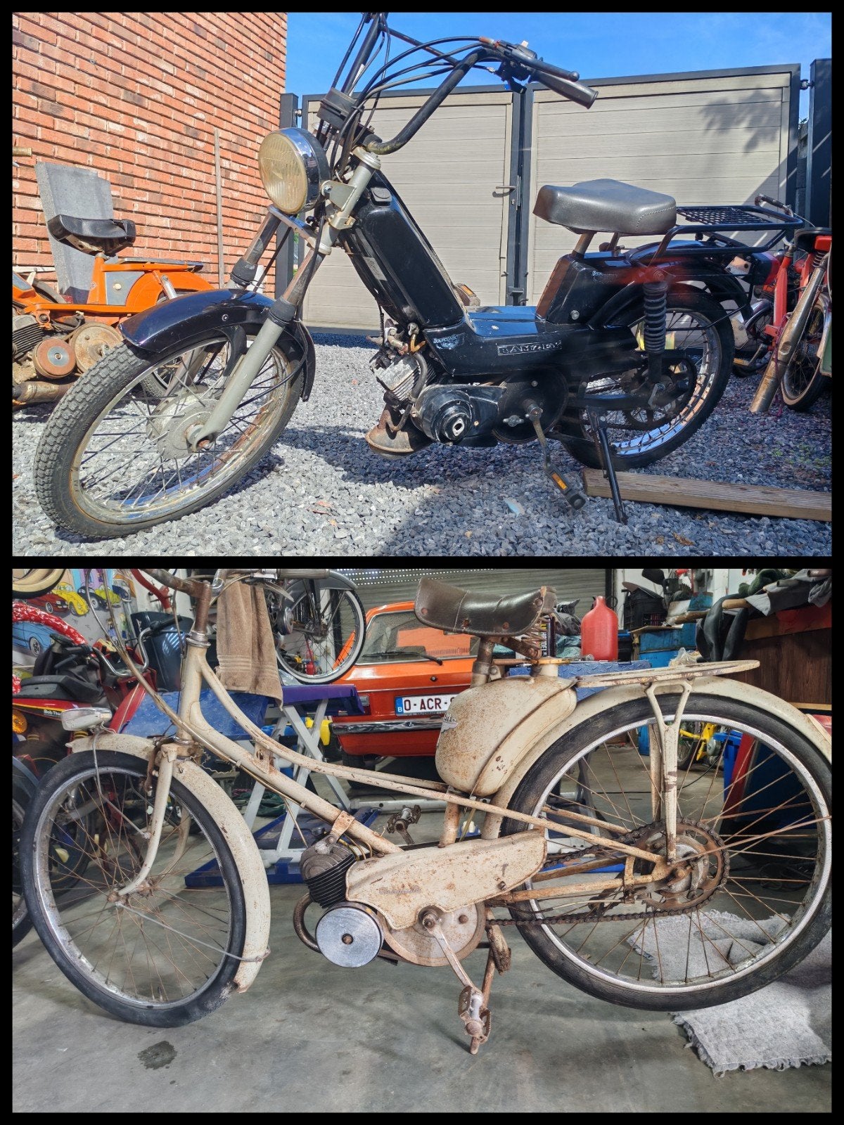 2x oldtimer brommer, Vélos & Vélomoteurs, Autres marques, 1 vitesses, 49 cm³, Classe B (45 km/h)