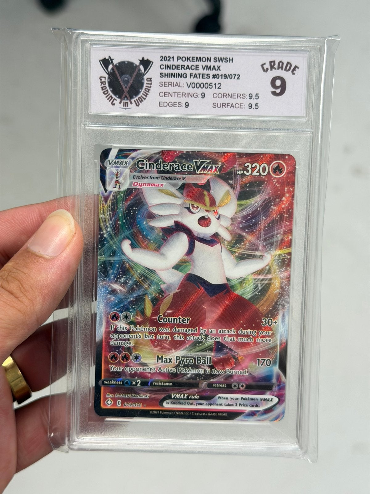Pokémon Cinderace VMAX 019/072 Shining Fates classé 9e année, Enlèvement ou Envoi, Neuf, Cartes en vrac, Foil
