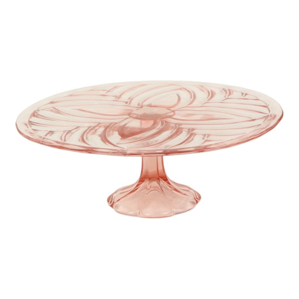 Roze Art Deco Taartschotel Schaal Val Saint Lambert 34cm, Antiek en Kunst, Antiek | Glaswerk en Kristal, Ophalen of Verzenden
