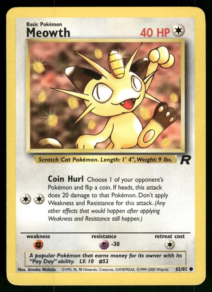 Meowth 62/82 - Team Rocket (NM), Envoi, Utilisé
