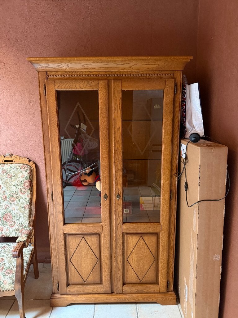Meuble Verrière chène massif 2 portes, Enlèvement