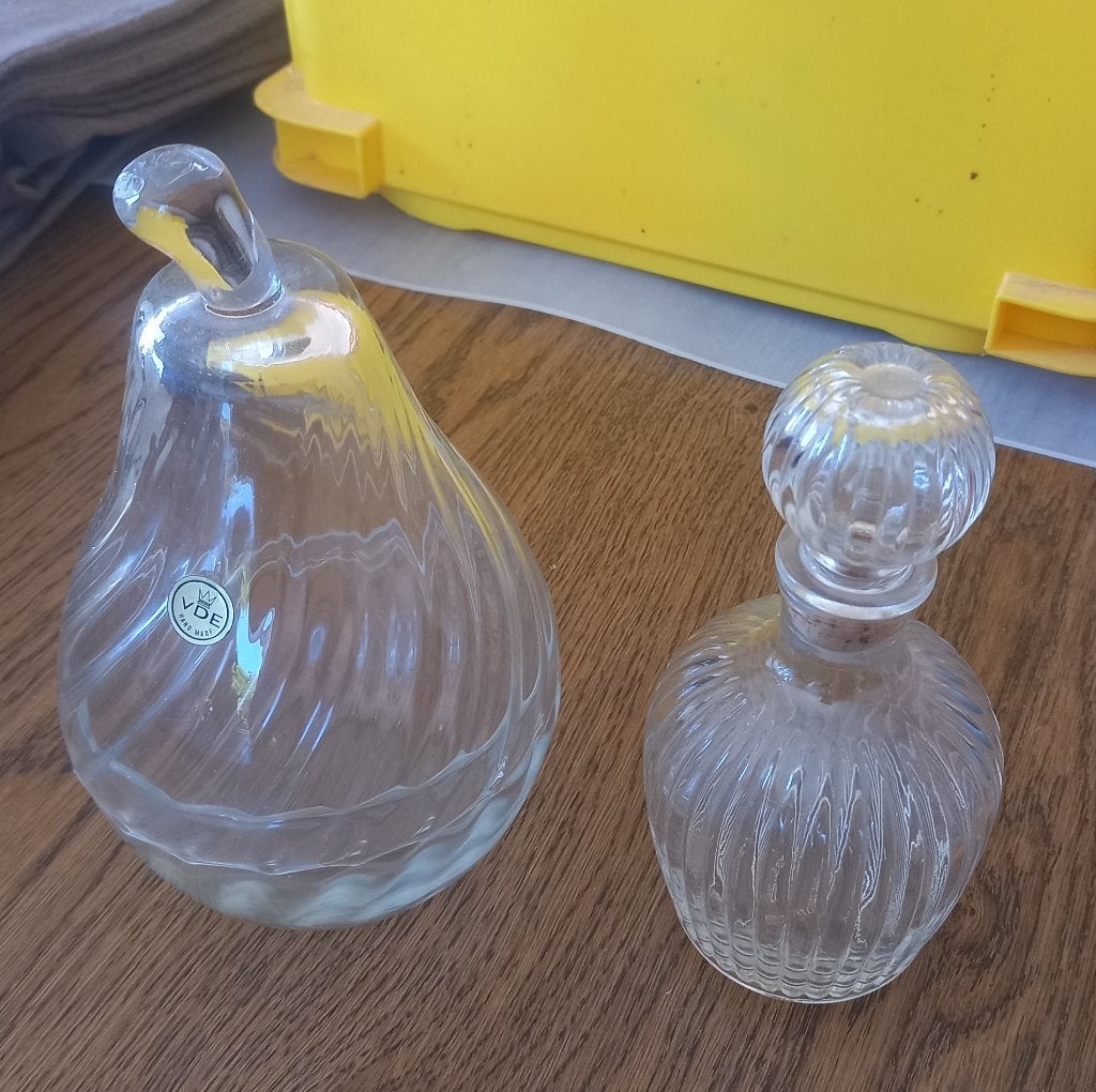 Glazen pot met peervormig deksel - VDE handmade, Ophalen of Verzenden