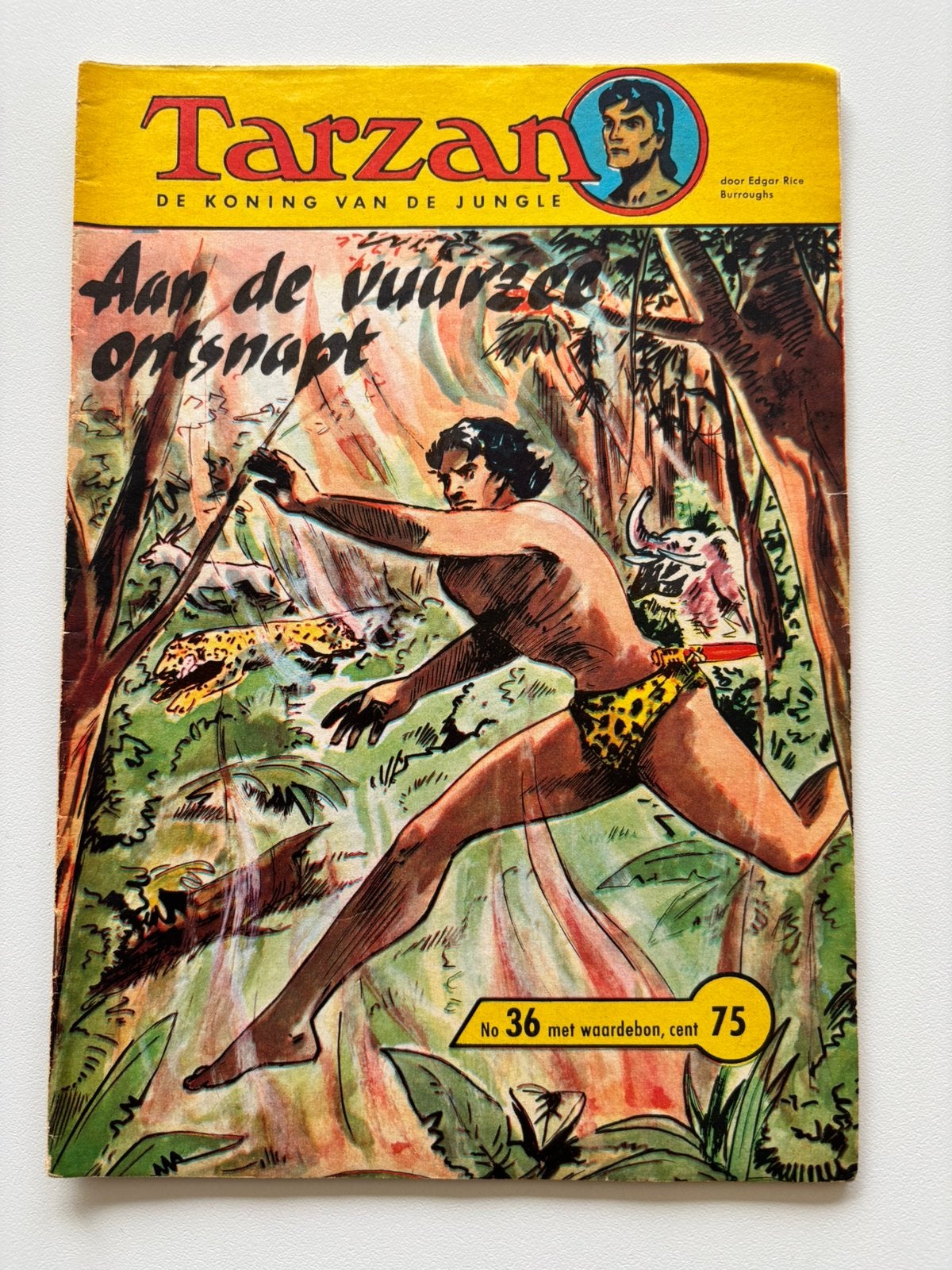 Tarzan strip nr 36 Aan de vuurzee ontsnapt. In zwart wit !, Eén comic, Ophalen