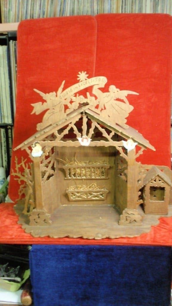 Oude jaren 1930/40 houten figuurzaag kerststal, Enlèvement ou Envoi, Utilisé