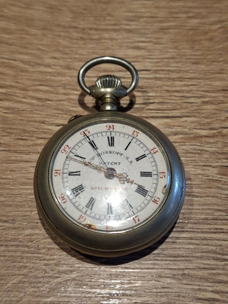 Antiek Roskopf zakhorloge - 1906, Handtassen en Accessoires, Ophalen of Verzenden, Zakhorloge, 1900 tot 1930