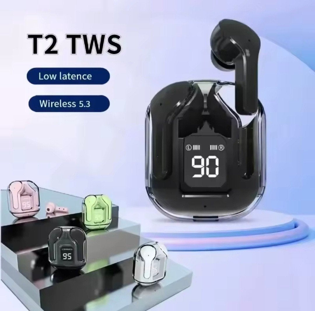 Écouteurs sans fil T2 TWS Noirs – Boîtier Transparent & Affi, TV, Hi-fi & Vidéo, Casques audio, Enlèvement ou Envoi