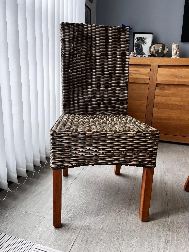 Eetkamerstoelen in riet, Huis en Inrichting, Ophalen, Bruin, Landelijk/modern, Riet of Rotan