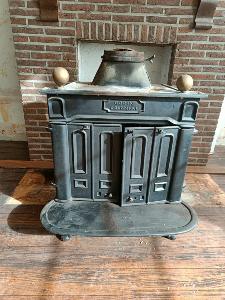 Houtkachel Godin Colonial, Huis en Inrichting, Ophalen, Gebruikt, Houtkachel, Inbouw