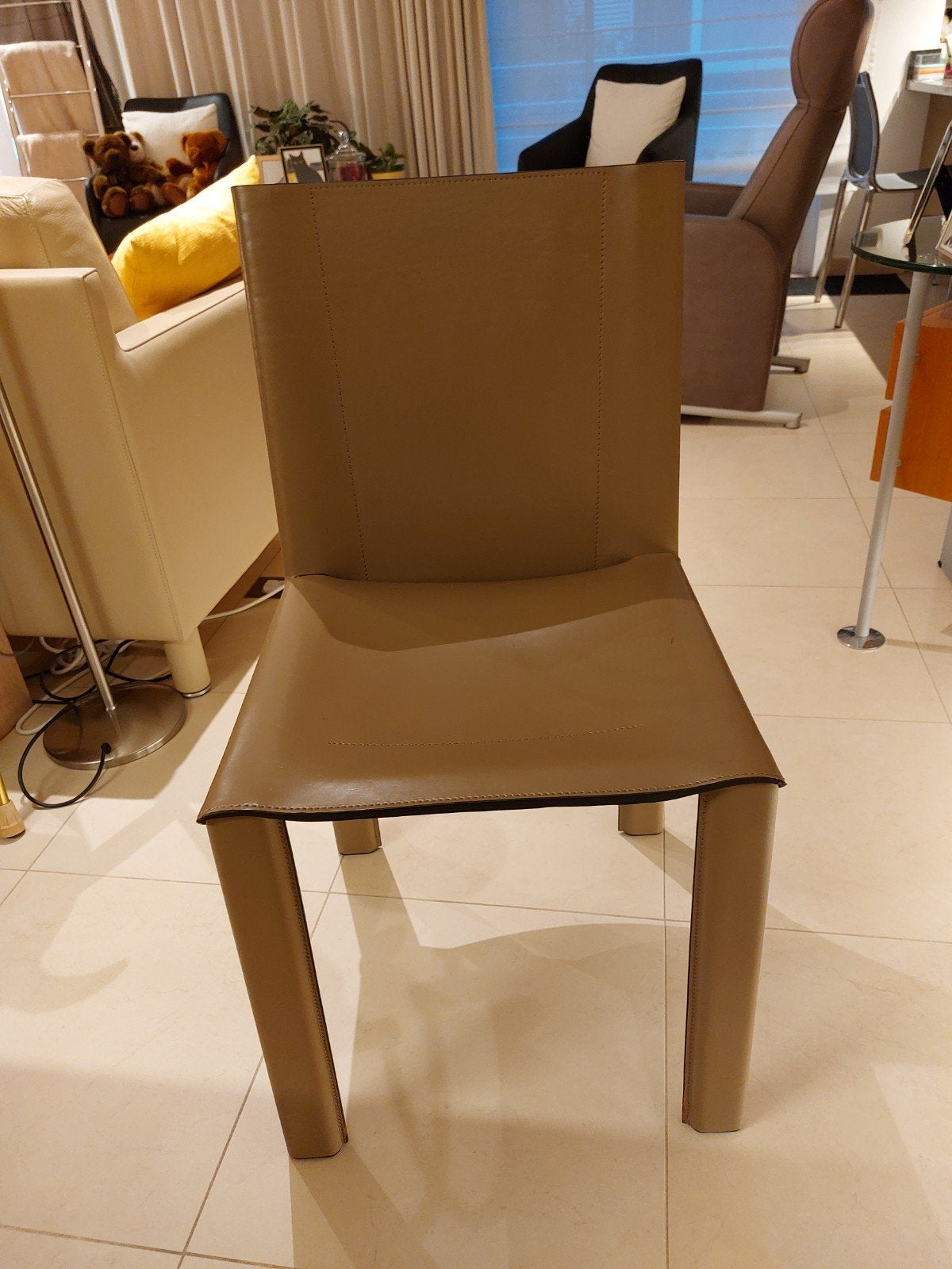 4 lederen stoelen te koop, Maison & Meubles, Comme neuf, Brun, Enlèvement, Cuir
