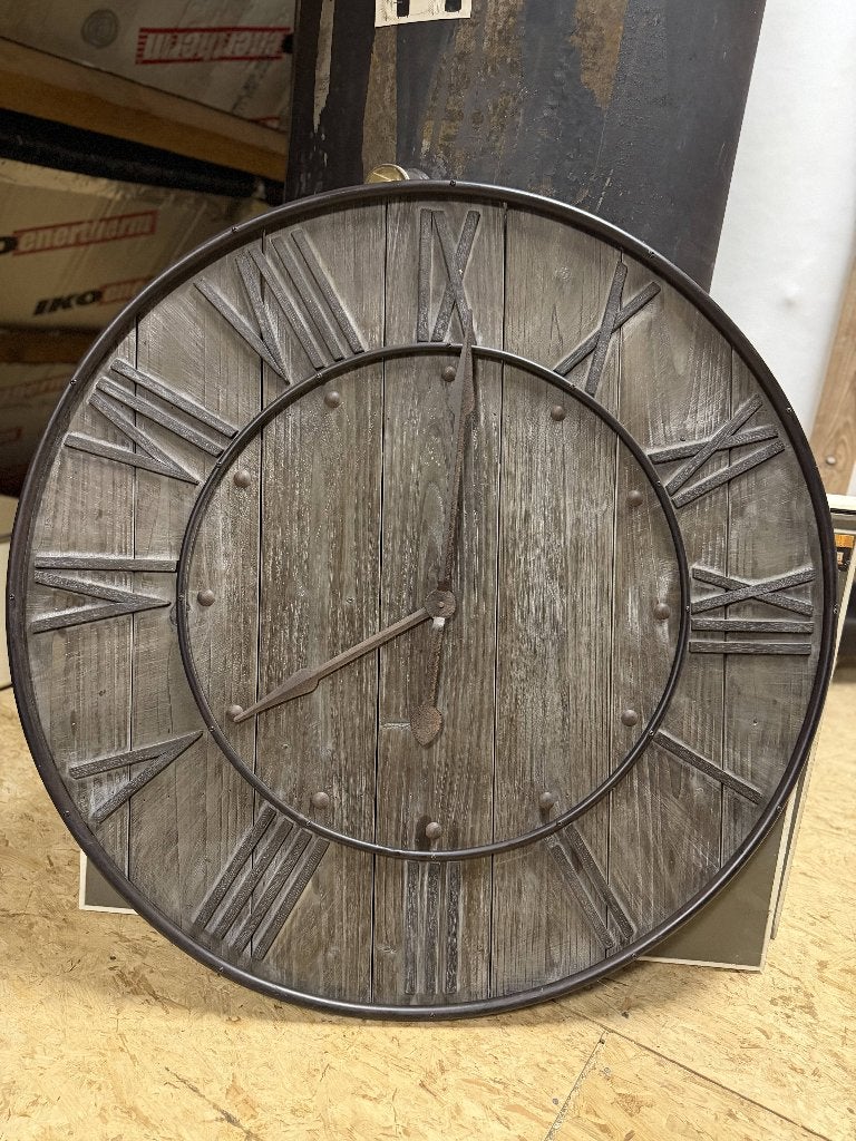 LOBERON Wandklok Caldwell antiekbruin/grijs, Enlèvement, Comme neuf, Analogique, Horloge murale