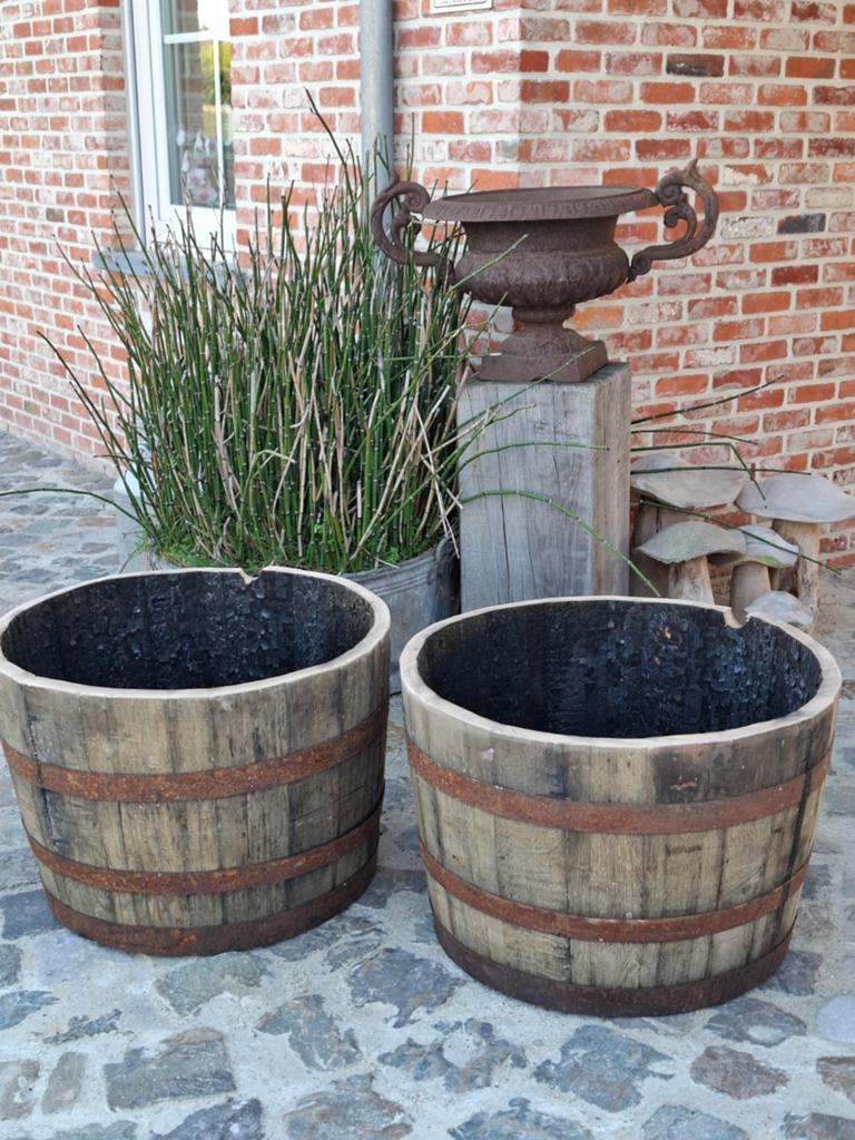 Halve EIKEN whiskey ton! Rustieke plantenbak en kwaliteit, Tuin en Terras, Ophalen