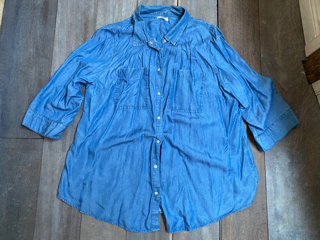 eViva Bel&Bo shirt 48 blauwe jeans lichtgewicht 3/4 mouwen, Maat 46/48 (XL) of groter, EViva de Bel&Bo, Gedragen, Verzenden