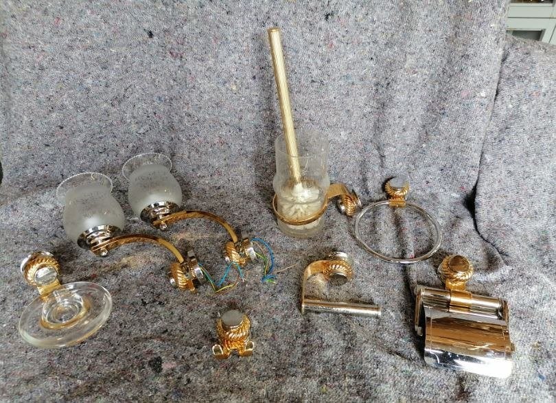 vintage badkameraccessoires verguld - chrome badkamer, Ophalen, Zo goed als nieuw, Overige kleuren, Overige typen