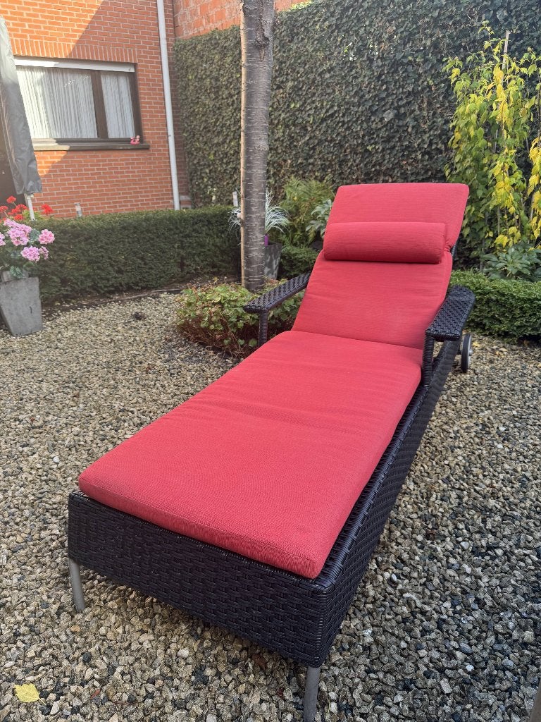 Prachtig ligbed voor in de Tuin met kussen, Enlèvement, Comme neuf, Synthétique, Réglable