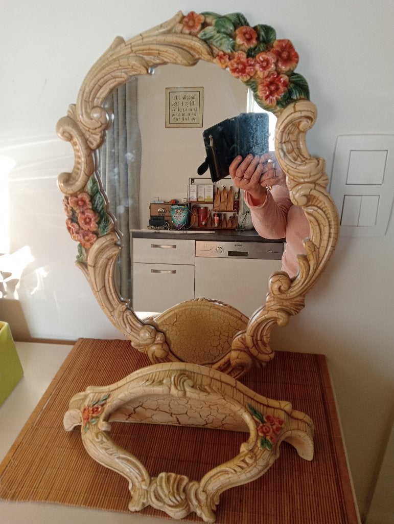 Miroir vintage avec console de style Capodimonte, Enlèvement