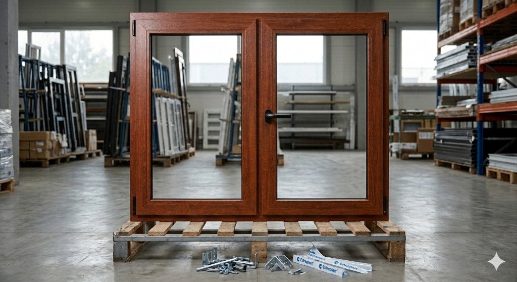Nieuw PVC dubbel kantel-en-draaiframe L-143cm/H147cm, Ophalen, Gevelraam of Ruit, 120 tot 160 cm, Nieuw