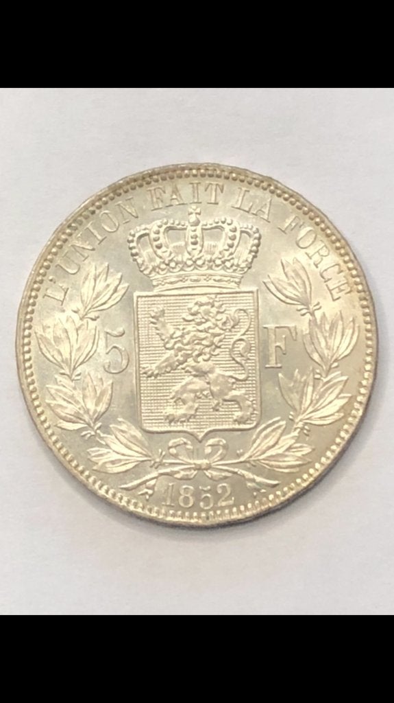Munt zilver België 5 FR Leop I jaar 1852 topkwaliteit !!, Zilver, Ophalen of Verzenden, Losse munt, Zilver