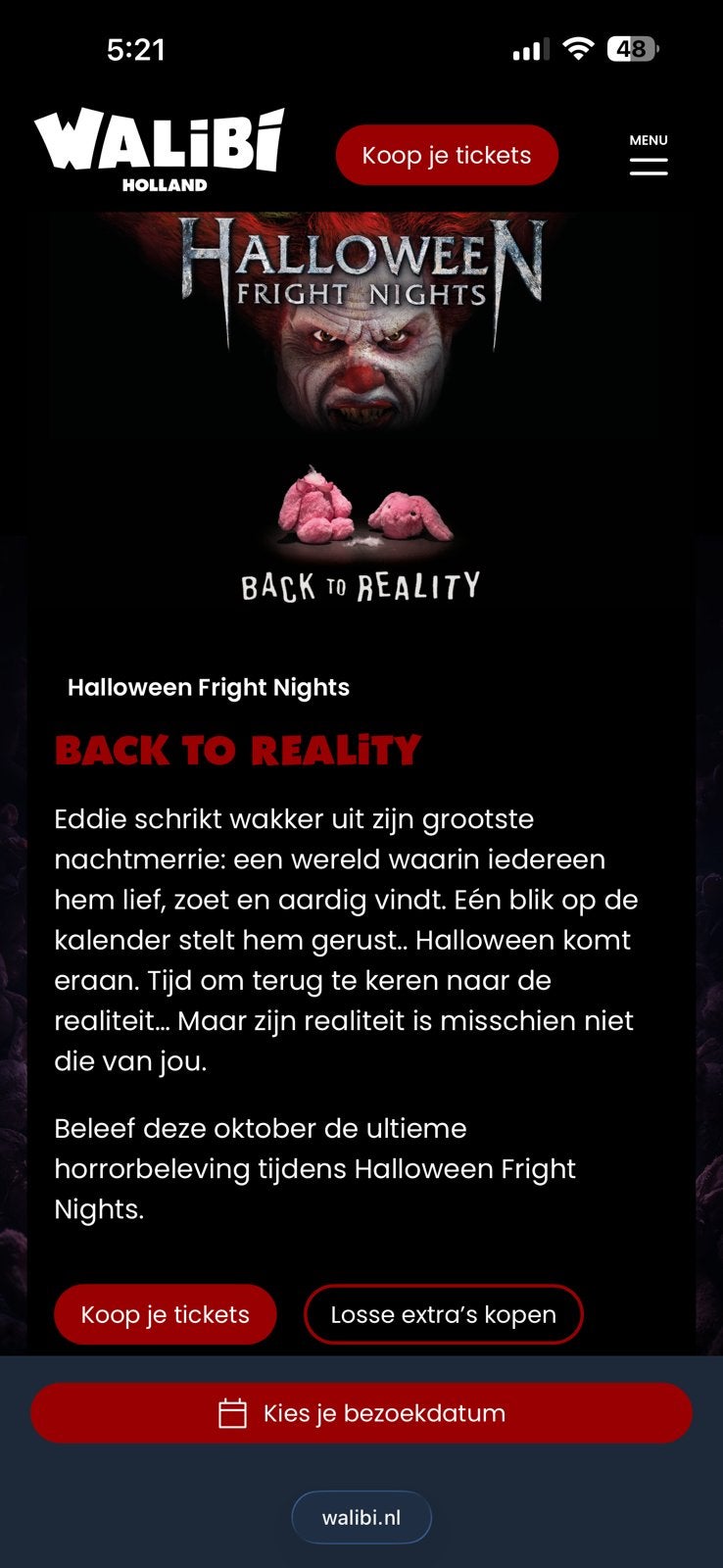 ticket walibi fright nights in HOLLAND