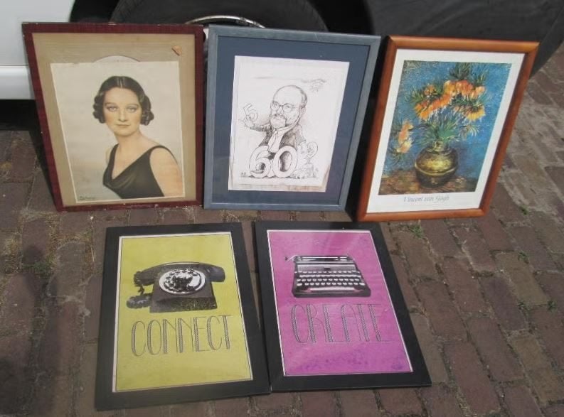 5 cadres photo rétro en bois Prima - 53 x 43, Enlèvement ou Envoi, Comme neuf, Avec verre