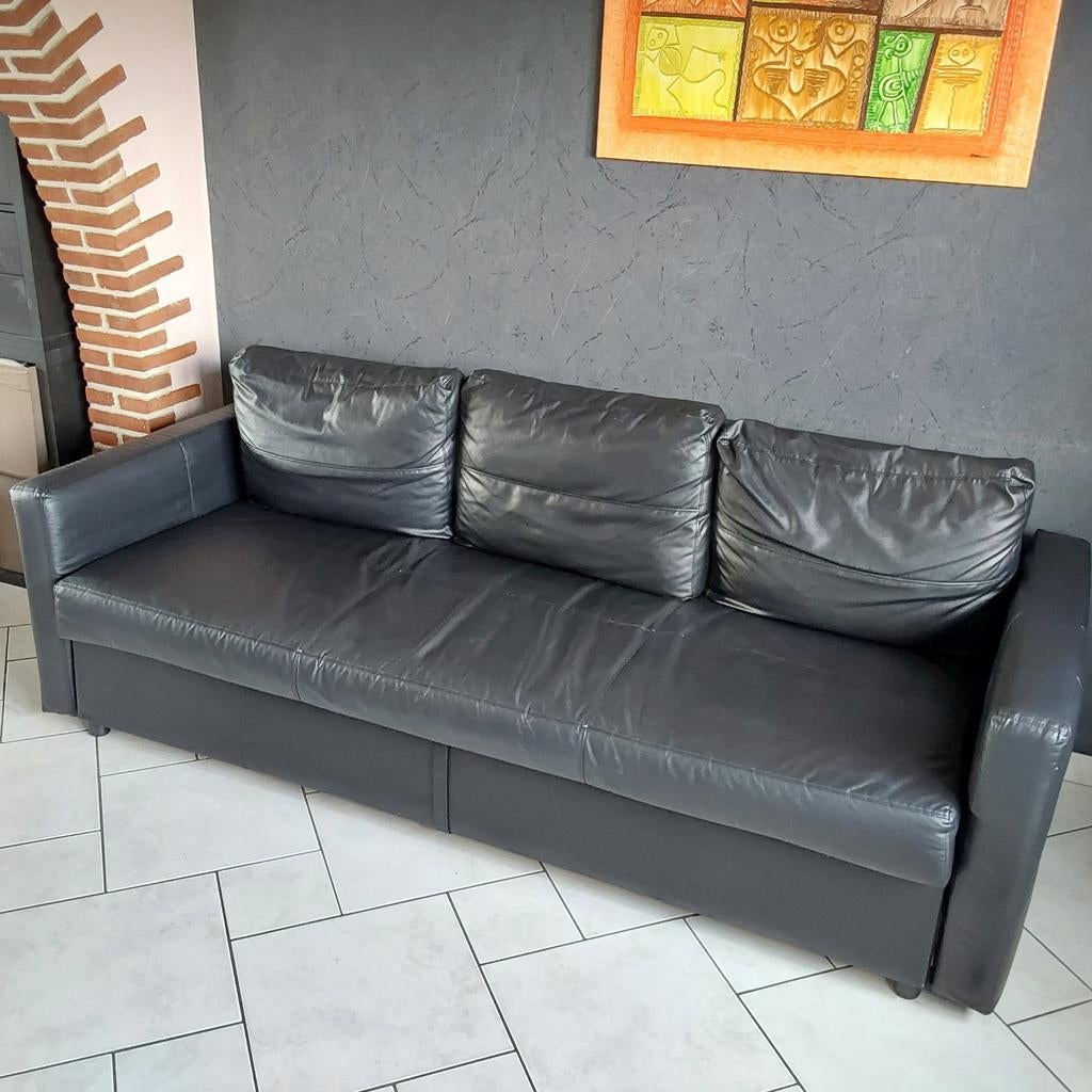 Canapé noir friheten, Maison & Meubles, Canapés | Salons, Comme neuf, Banc droit, Quatre personnes ou plus, Synthétique, Enlèvement