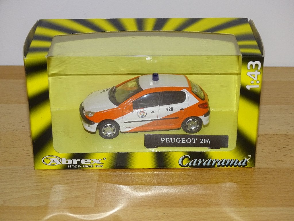 1/43 Peugeot 206 Pompiers Bruxelles Brandweer abrex cararama, Enlèvement ou Envoi, Comme neuf, Voiture, Autres marques