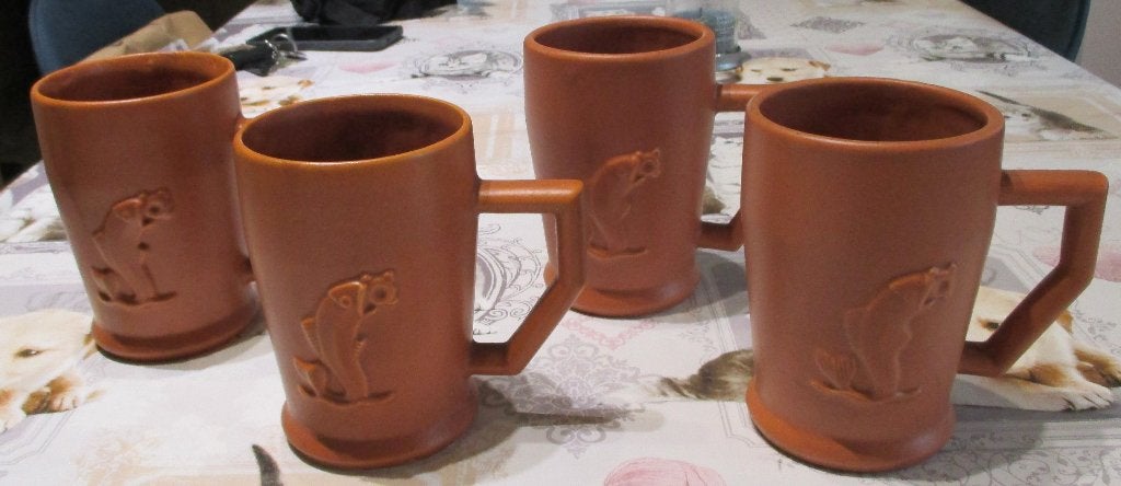 Lot de 4 chopes en grès émaillé ORVAL, Enlèvement ou Envoi, Comme neuf, Chope(s), Autres marques