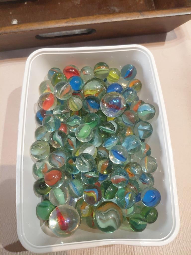 Groot lot transparante swirl knikkers – met grotere knikkers, Ophalen of Verzenden