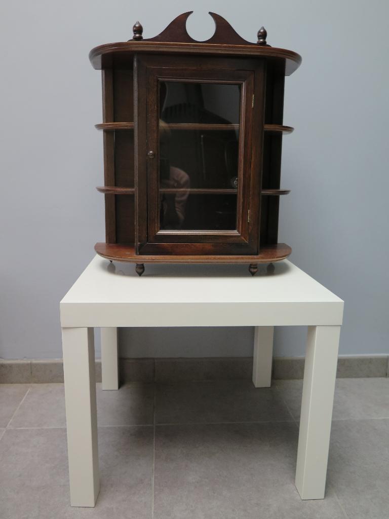 Eiken hang-vitrinekastje, Huis en Inrichting, Ophalen, Gebruikt, Klassiek, Minder dan 25 cm