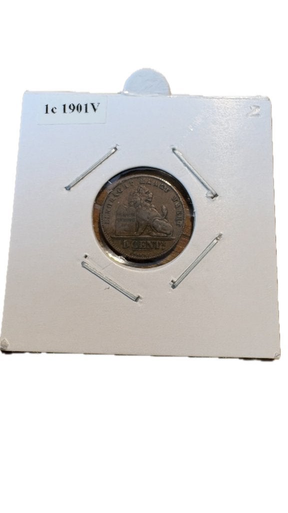 LEOPOLD II: 1 cent 1901V (2), Ophalen of Verzenden
