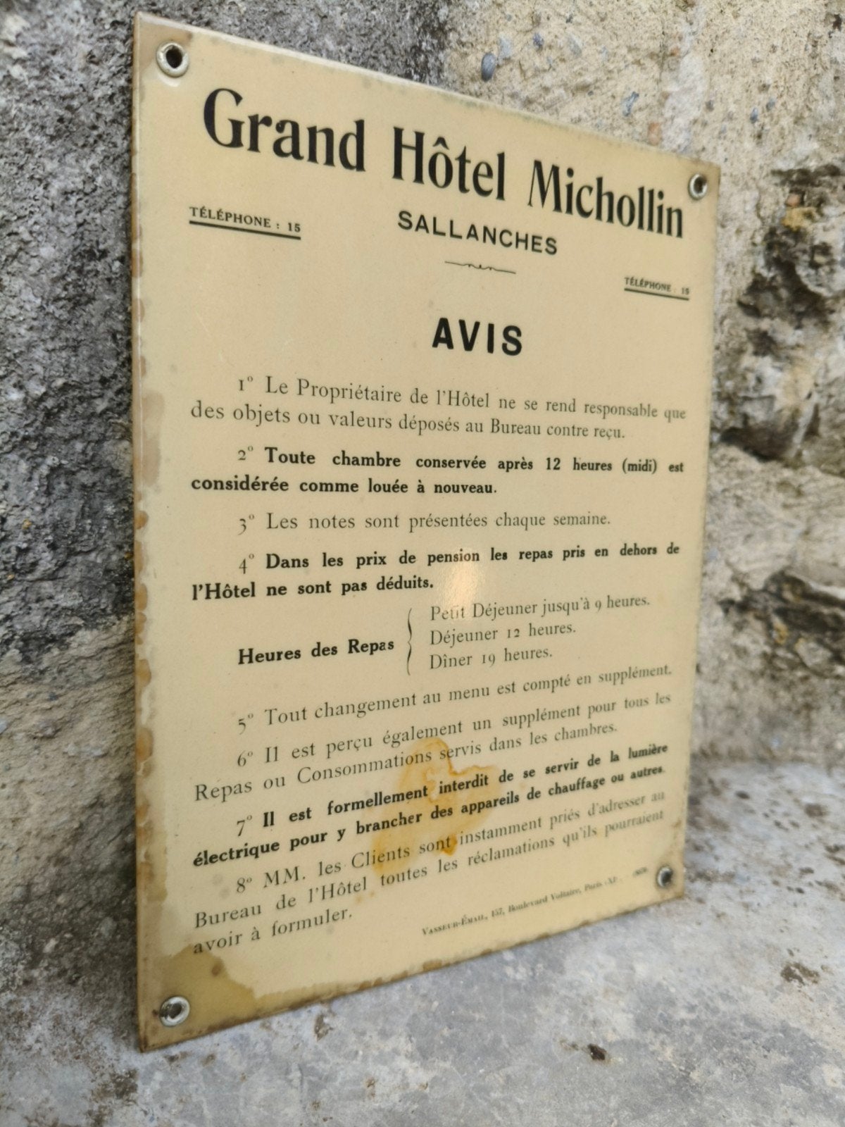 ancienne tole vintage hotel, Antiquités & Art, Enlèvement ou Envoi